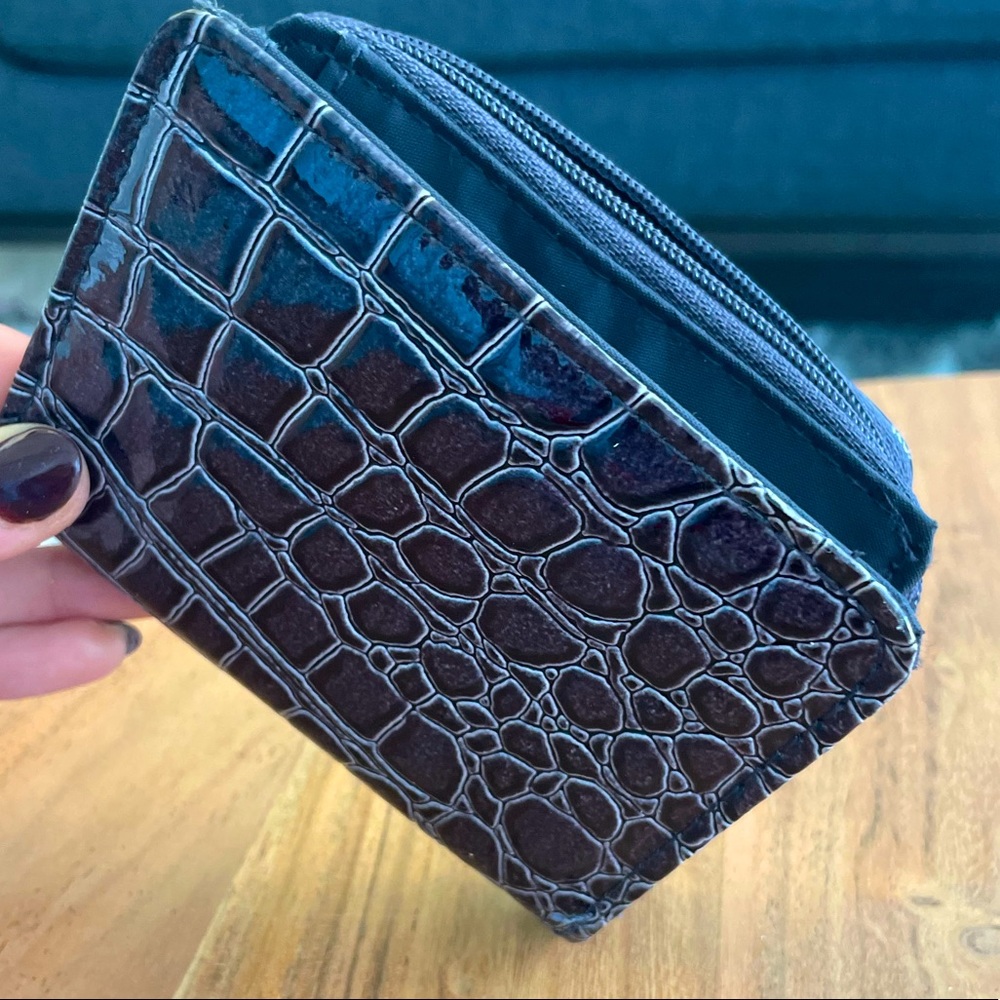 NWOT CARD & Change Holder, Black/ Purple faux snake Print